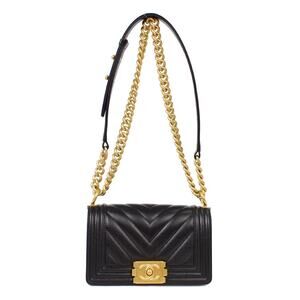 Chanel Chevron Caviar Boy Flap Bag Black